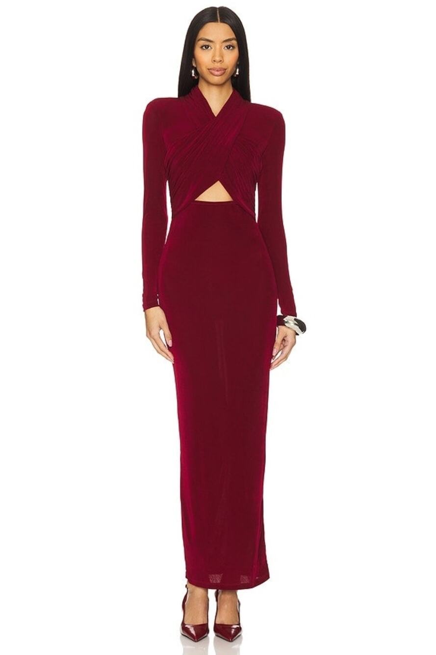 Bardot Reno Slinky Knit Romantic Deep Red Burgundy Elegant Cut Out Dress Small